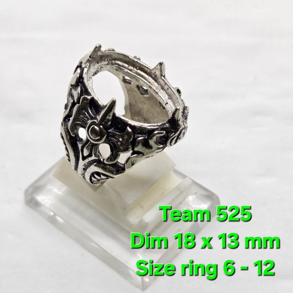 Ring emban alpaka cakar dim 18x13 motif cakrawala / cangkok batu akik / pengikat ring cincin batu ak