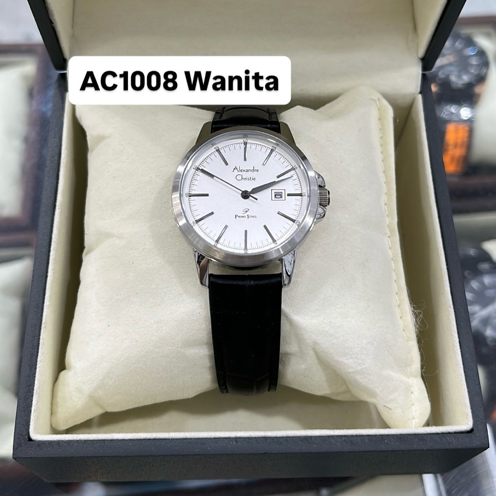 Jam Alexandre Christie AC 1008 Wanita Silver Kulit