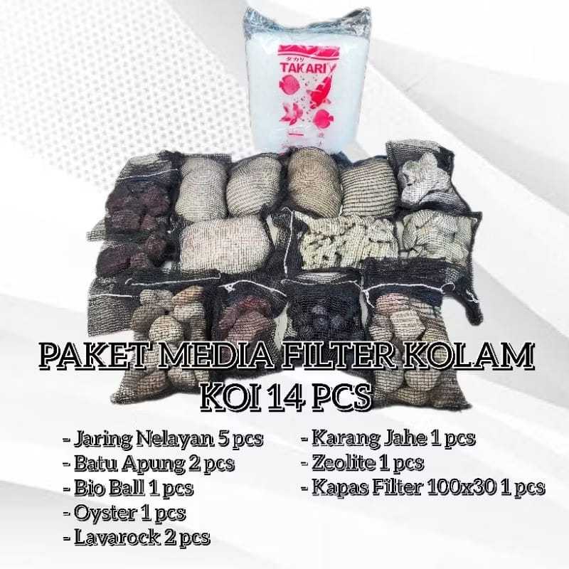 14 Pcs Media Filter Kolam Koi Paket Hemat Siap Pakai Media Filterasi Kolam Ikan Hias
