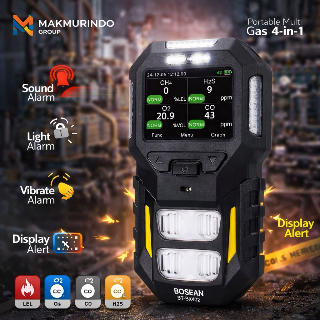 Portable Multi Gas 4in1 Gas  Detector Bosean BT-BX402 Multi 4 Alarm Mode (LEL O2 CO H2S)