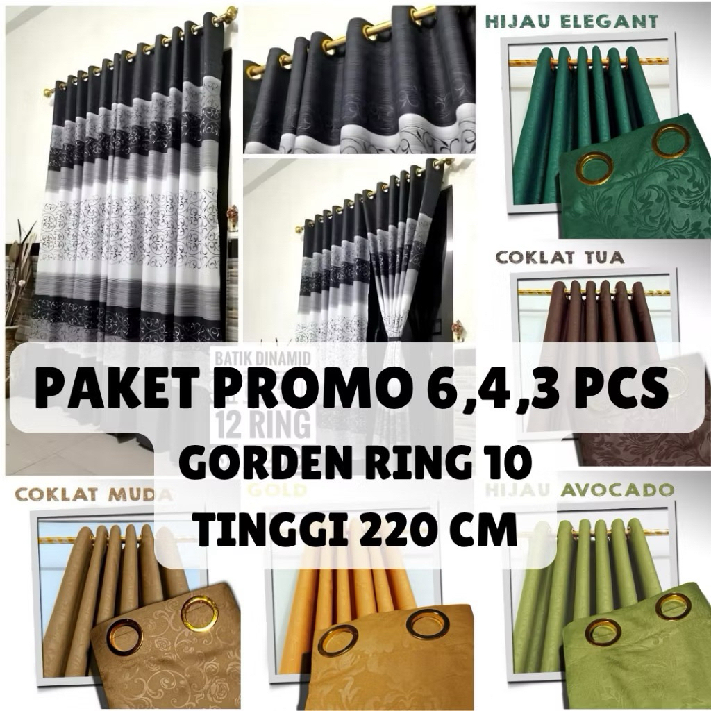 Promo Gorden Isi 6 Pcs Gorden Smokring Jendela Dan Pintu Kamar Minimalis Aesthetic Gorden Smokring 1