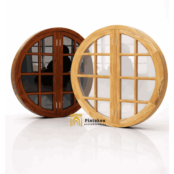 Jendela Rumah Minimalis Kayu Jati - Kusen Jendela Bulat Aesthetic - JBP6