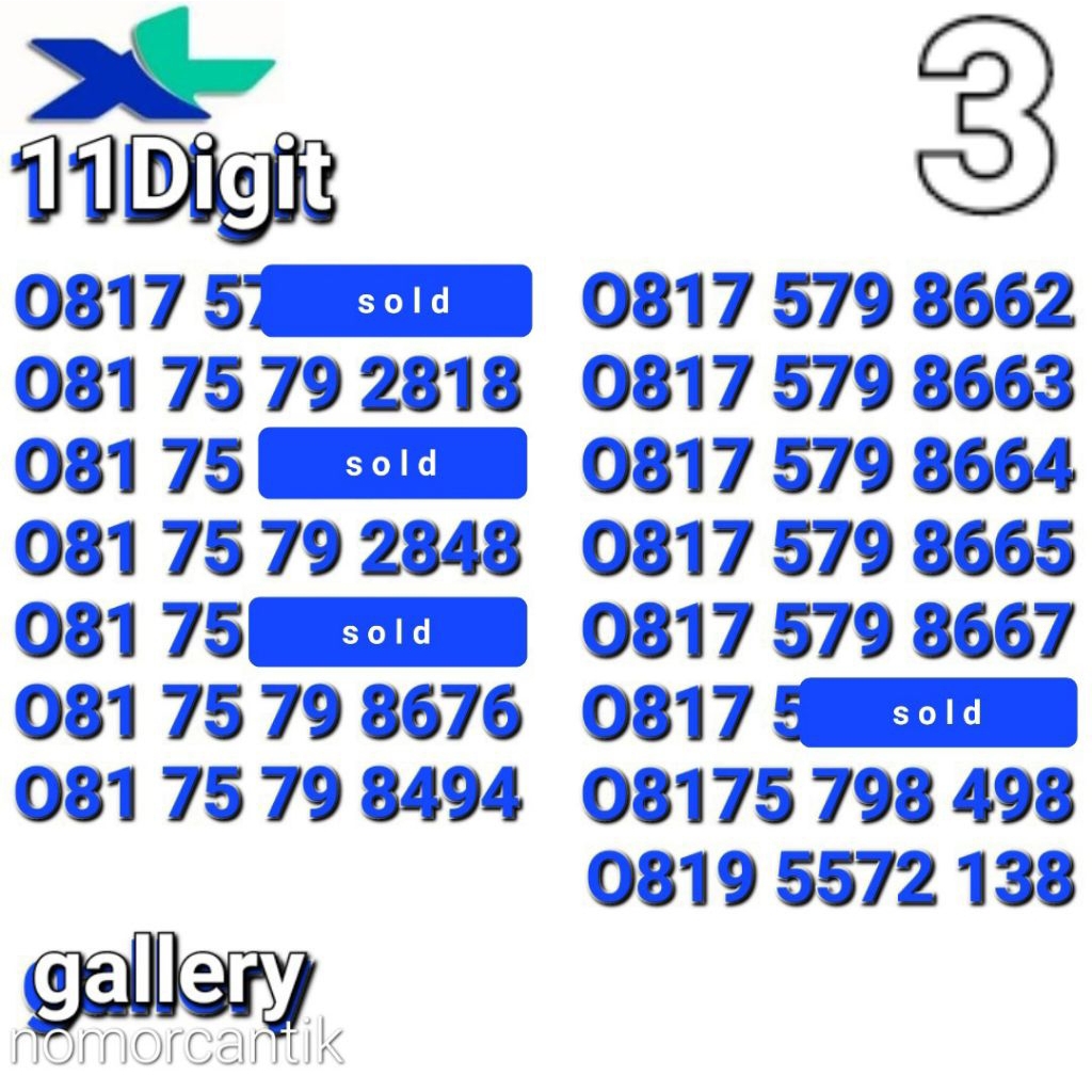 NOMOR XL 11digit - nomor xl 11angka
