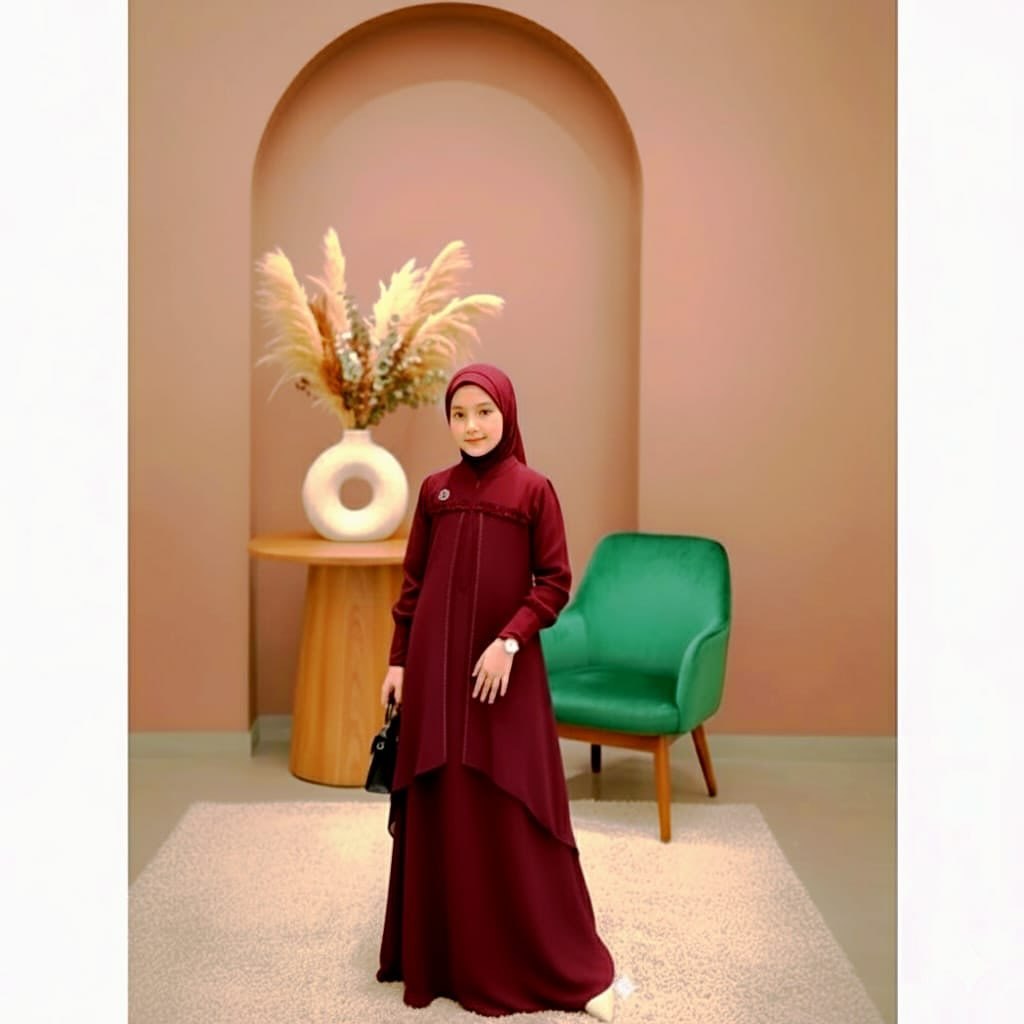 Arumi Kids Gamis Anak Brokat Set Hijab Gamis Pesta Muslim Anak Lucu Model Terbaru Lebaran Perempuan