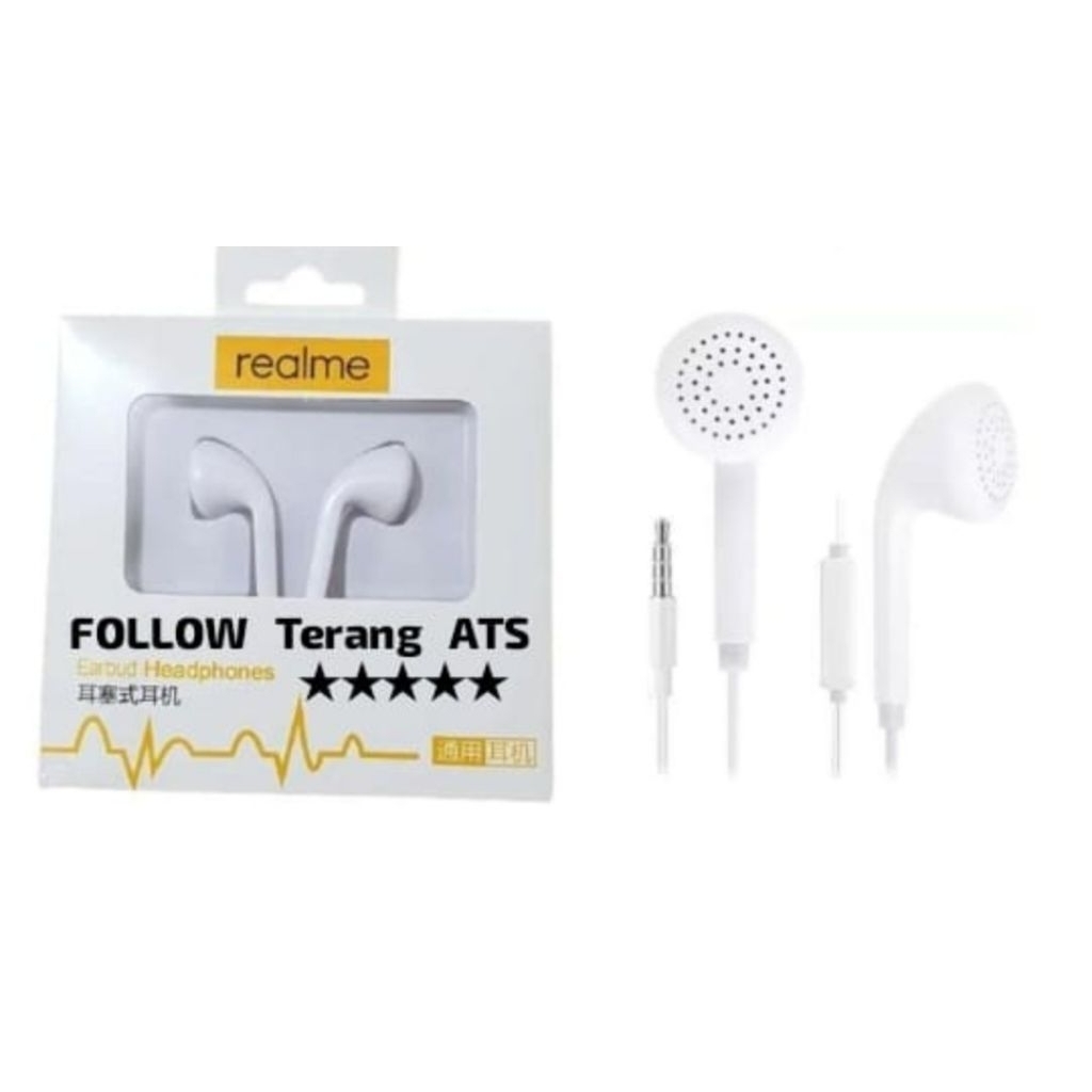 HF MH 133 REALME ( Follow Terang ATS ) Headset/handsfree/earphone/with MIC clear BASS Handsfree Head