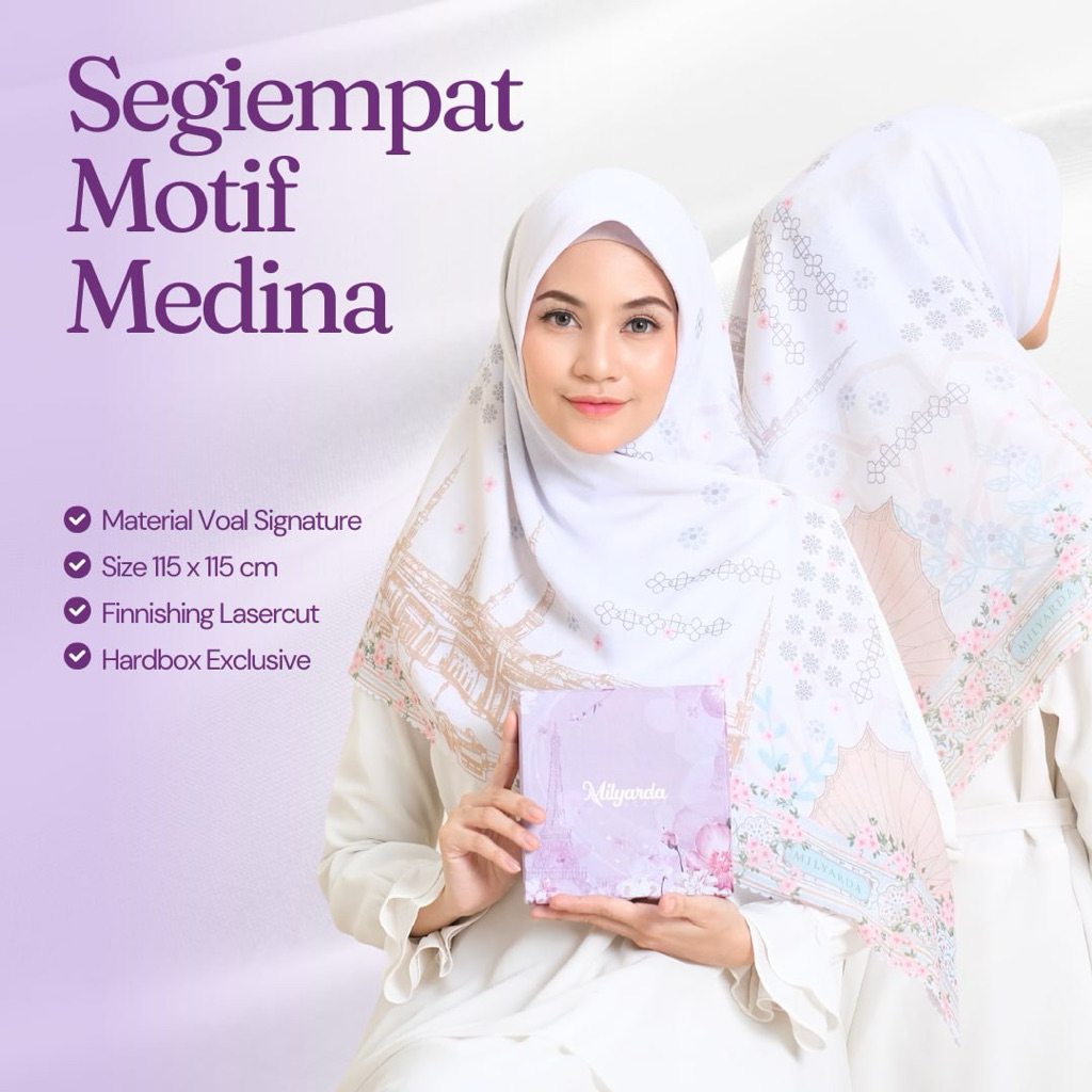 Milyarda Hijab Voal Medina Segiempat Motif