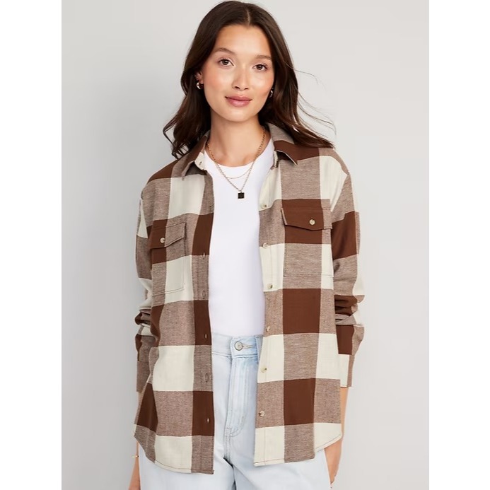 Kemeja flanel wanita oversize OLD NAVY Plaid Flannel Shirt