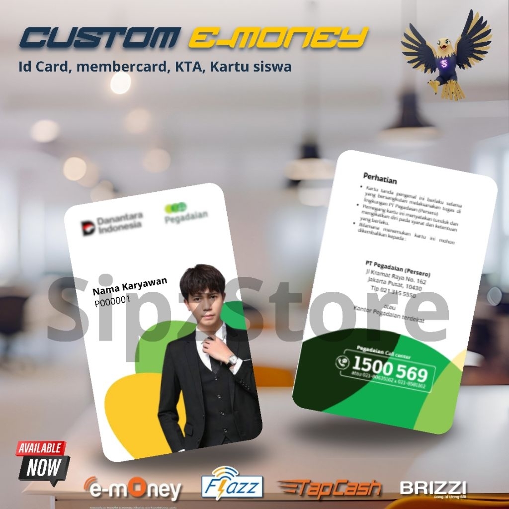 Custom E-Money BUMN Danantara Pegadai4n Print UV murah Kualitas Bagus Gak luntur