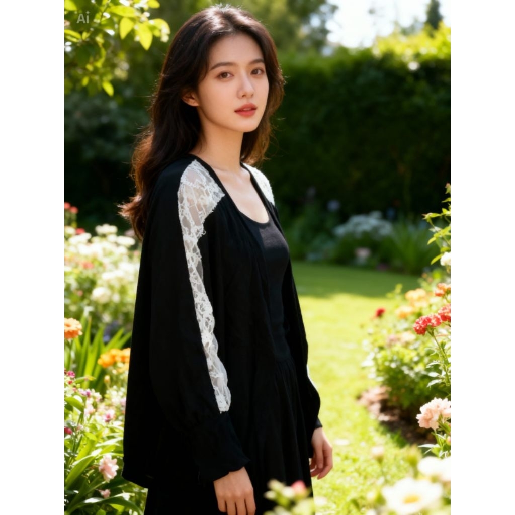 Outer Hitam Crop List Brukat