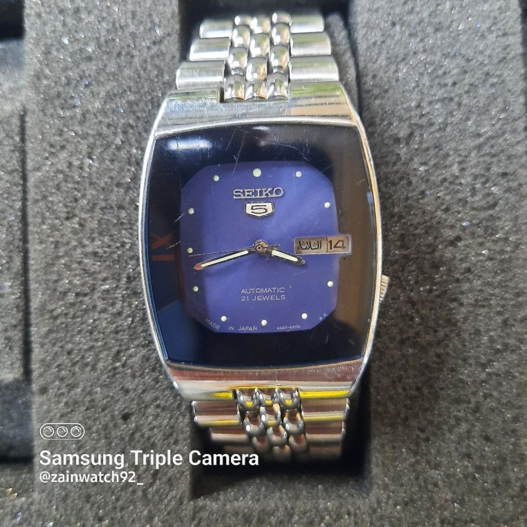 Seiko 5 Kotak Tank 4227-0080 Blue Dial Automatic 21 Jewels 100% Original