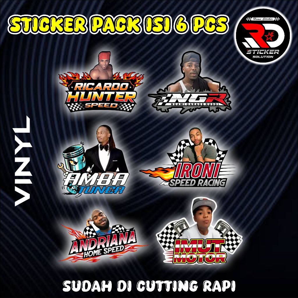 STIKER PACK ISI 6 PICIS NGR NGAWI GARAGE RUSDI AMBA TUNER IRONI SPEED RACING STIKER PACK TUNER NGAWI