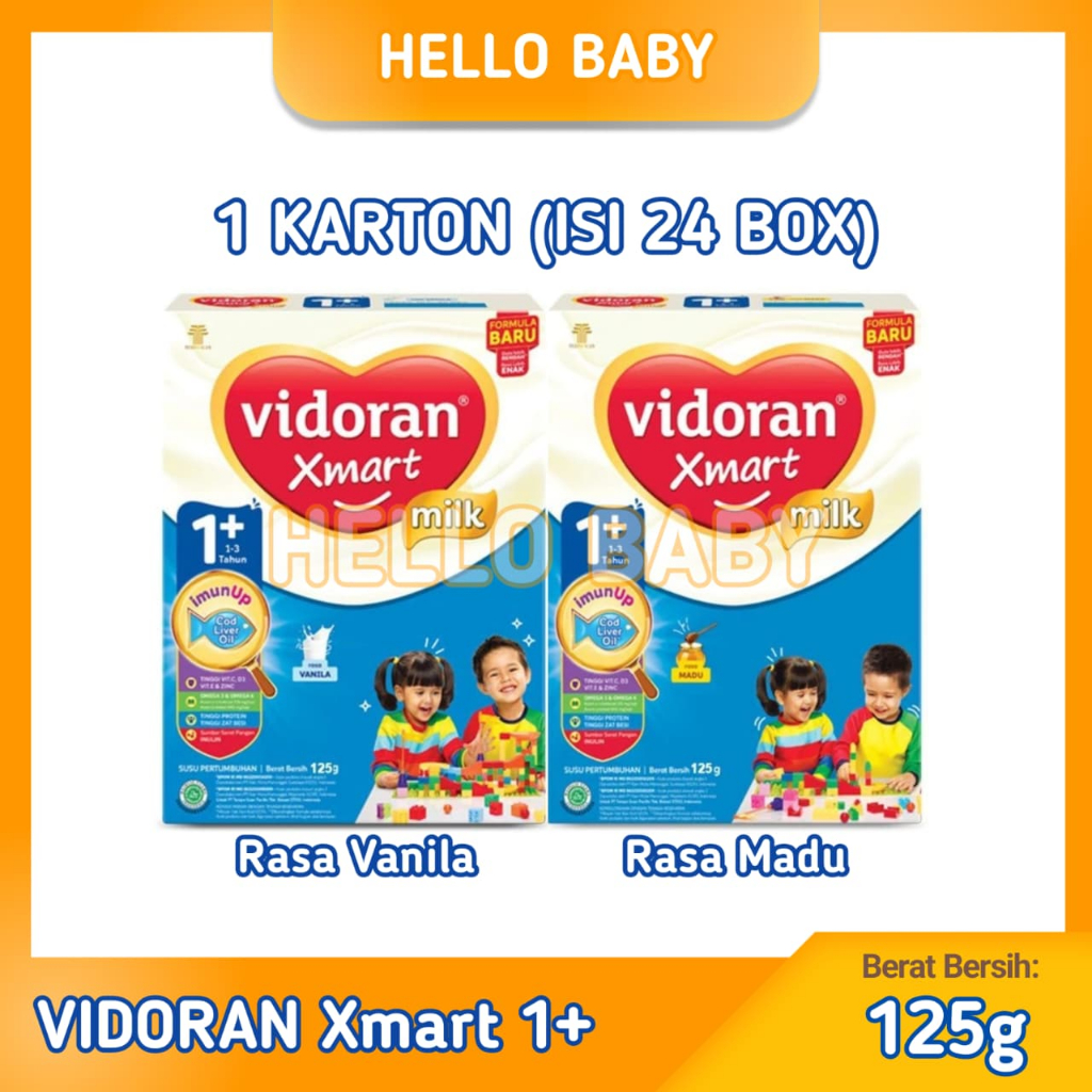 1 KARTON (24 BOX) Susu Vidoran 1+ Vidoran 0-6 Vidoran 6-12 Box 125 Gram
