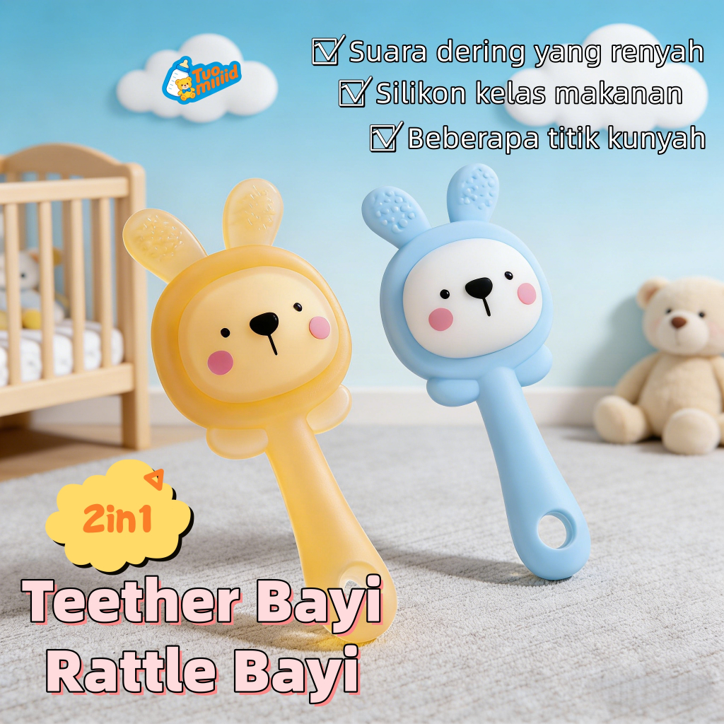 [Tuomiid] Mainan Bayi Tongkat Rattle + Teether /Mainan Gigit Bayi Kelinci/Genggam Baby rattle Teethe