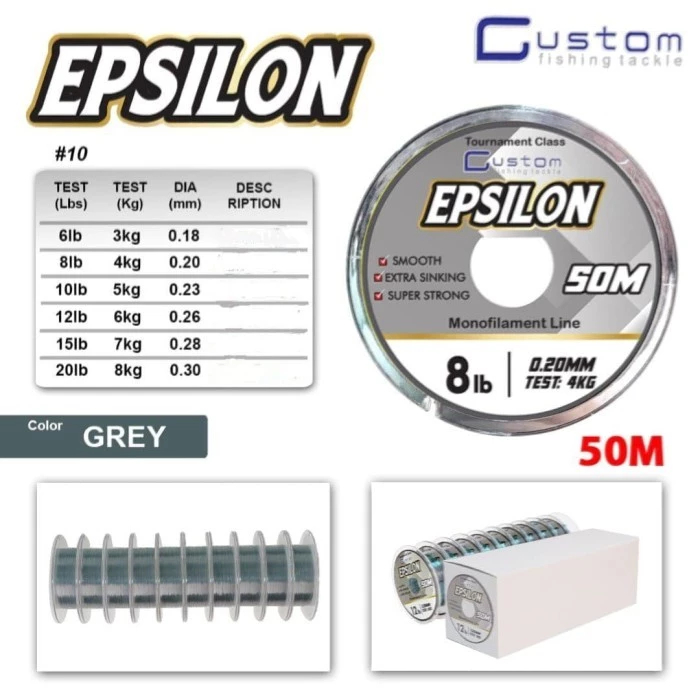 TALI SENAR CUSTOM EPSILON | 50M | MONOFILAMENT LINE | TOURNAMENT CLASS