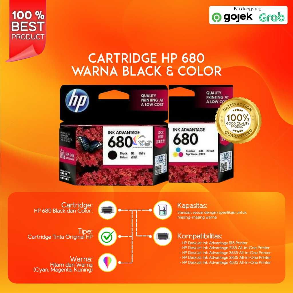 CARTRIDGE HP 680 BLACK & 680 BLACK ORIGINAL