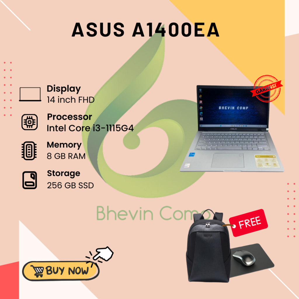 ASUS A1400EA INTEL CORE I3-1115G4 RAM 8GB SSD 256GB