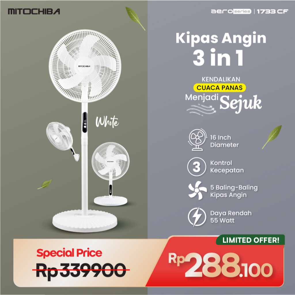 MITOCHIBA Kipas Angin 3in1 Multifungsi 1733CF 16 Inch AERO Series