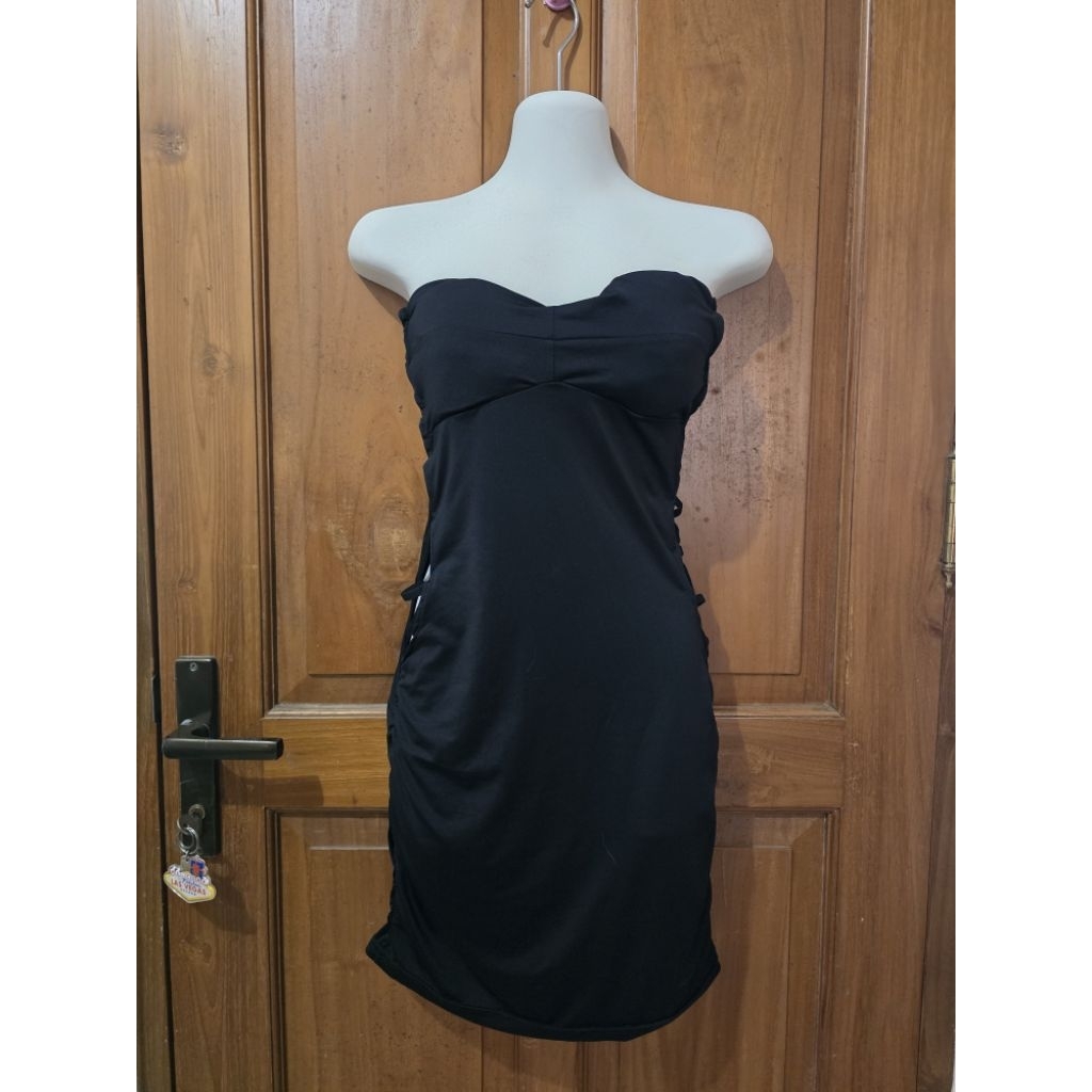 MINI DRESS KEMBEN TALI HITAM