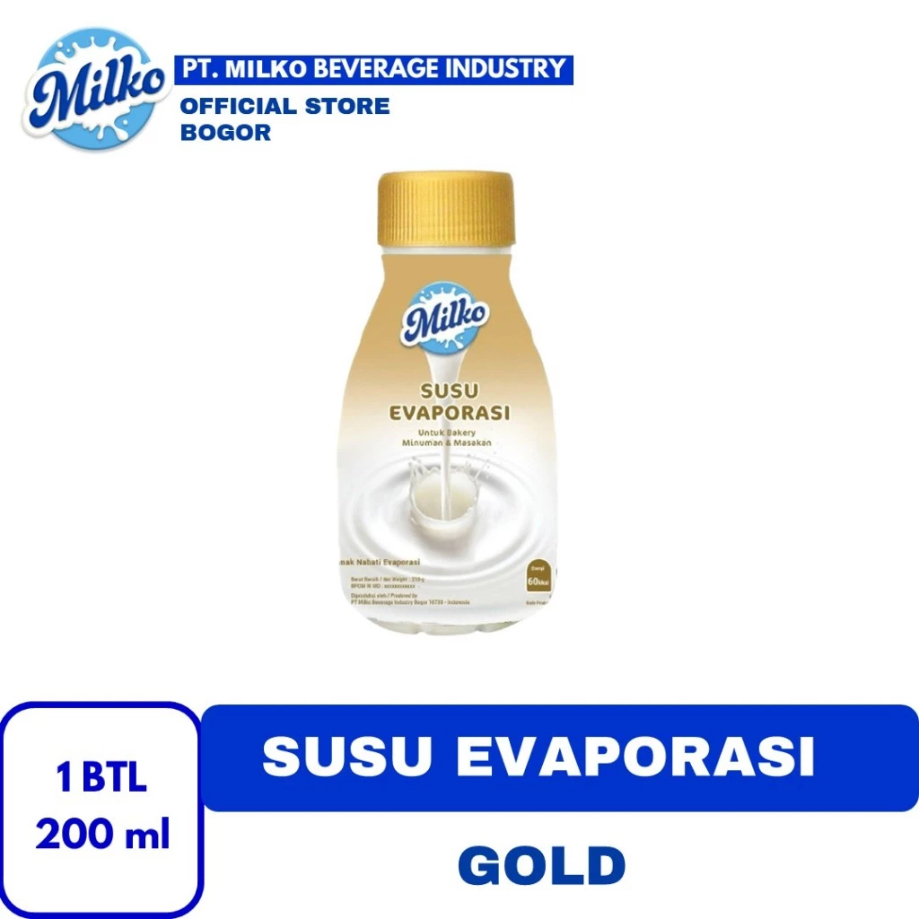 Milko Susu Evaporasi Gold Evaporated Milk 210 gr Botol Praktis