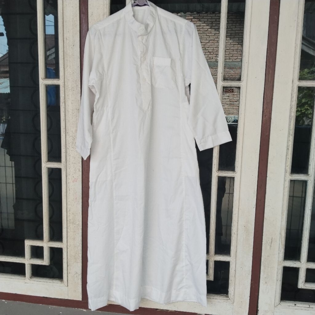 jubah pria remaja dewasa warna putih preloved
