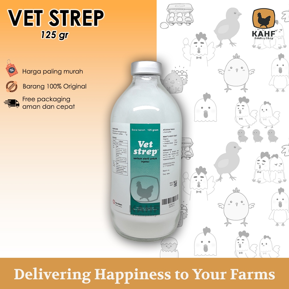 Vet Strep 125 gram Bubuk Steril Injeksi Ayam