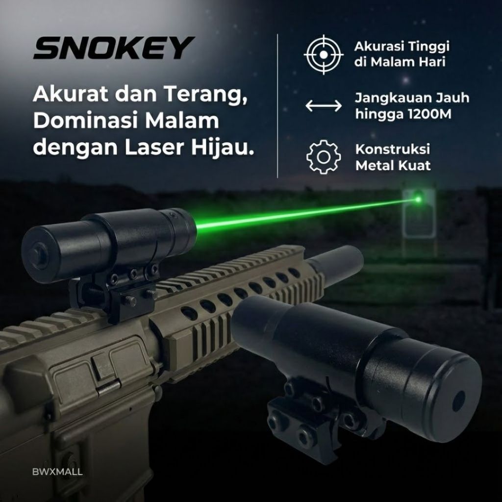 Laser Bidik Hijau Tactical SNOKEY SN-802 Green Laser Sight Senapan Berburu Airsoft Rifle Scope Mount