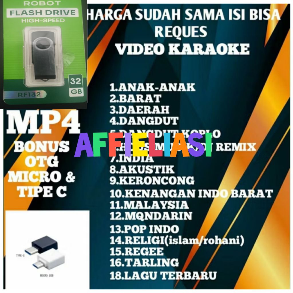 usb 32-128Gb flasdis isi mp4 karaoke 2000lagu bisa request