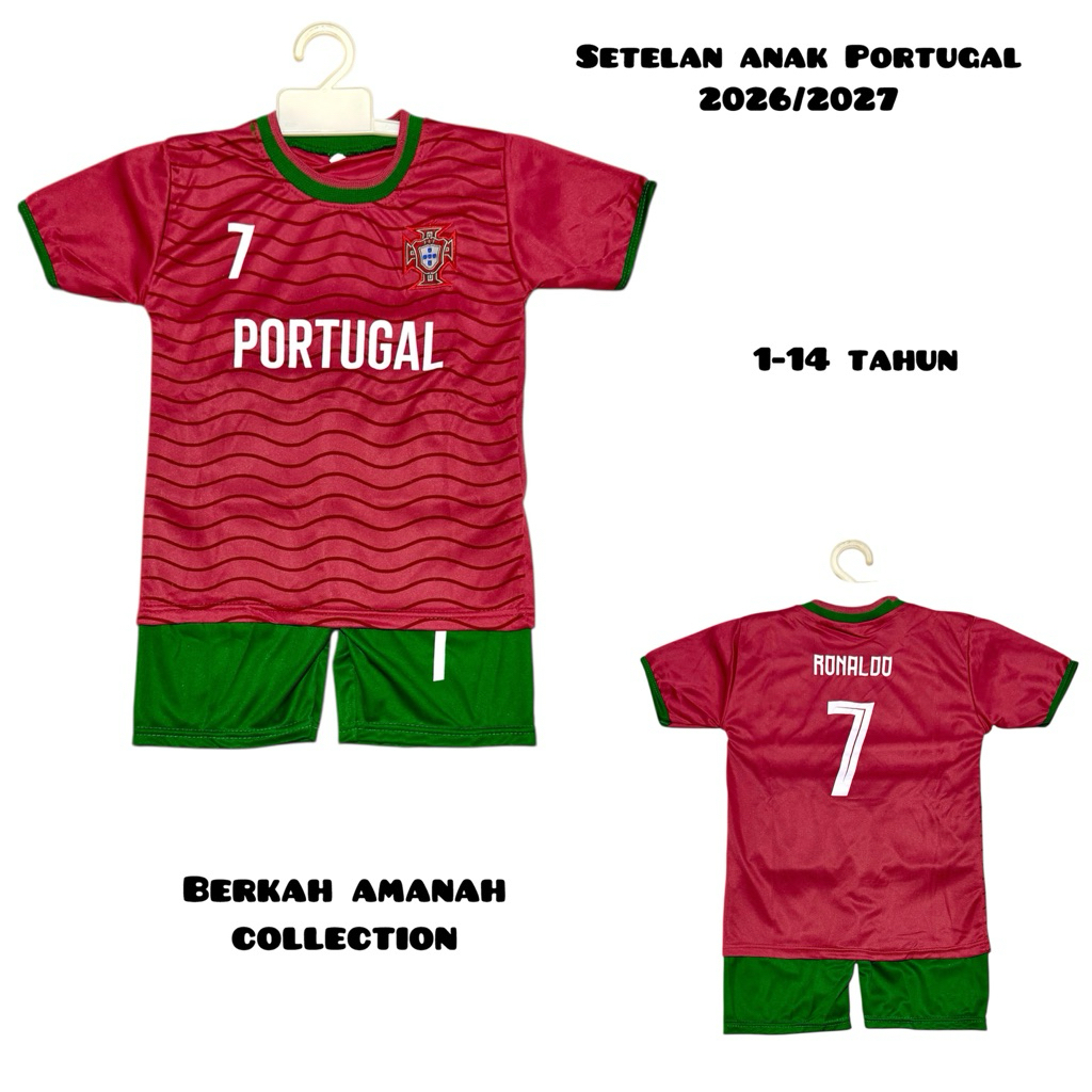 setelan bola anak Portugal/ kaos bola anak Portugal/ jersey bola anak Liga Dunia