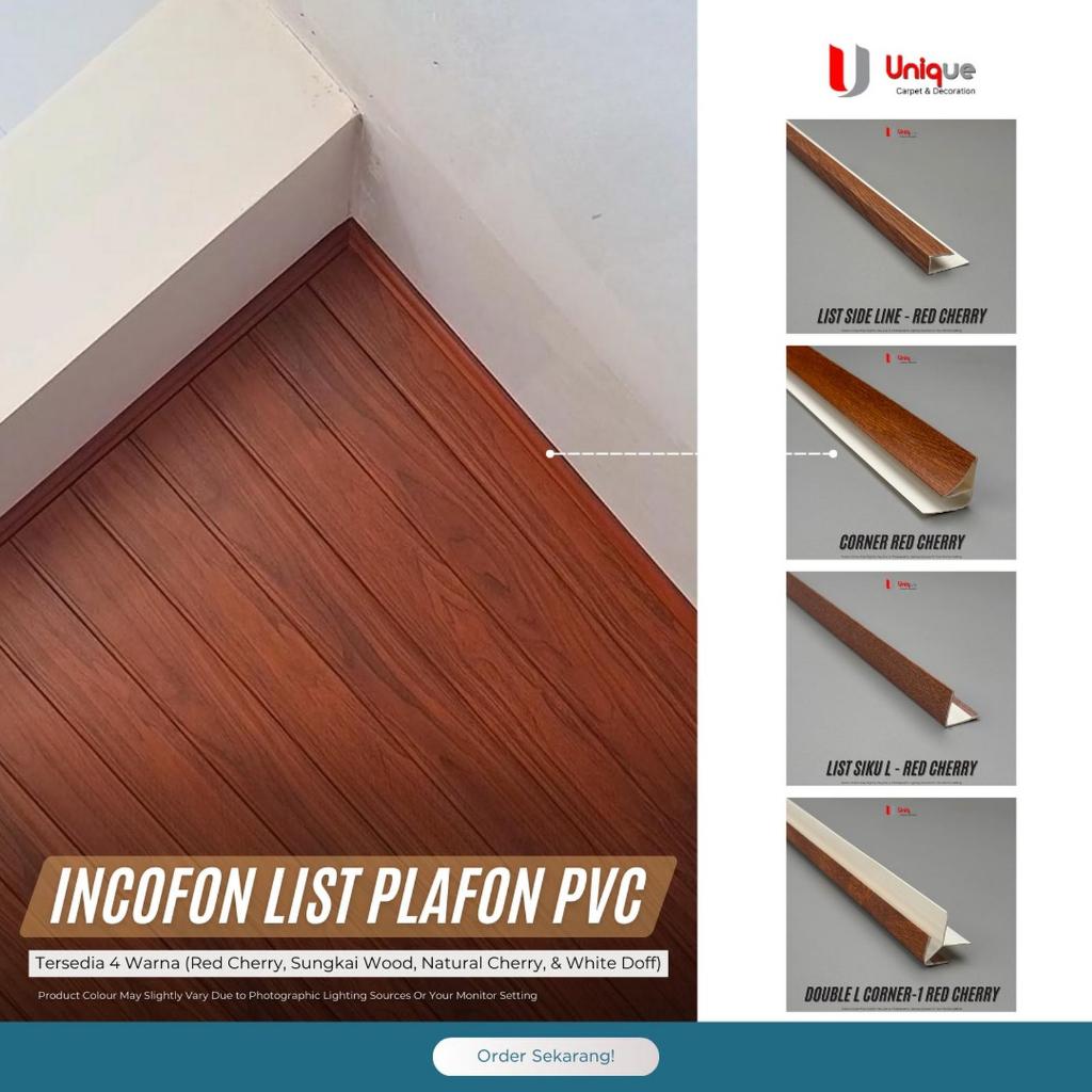 INCO List Plafon PVC Panjang 3m / List PVC Sambungan Antar Plafon / List Pinggir Plafon
