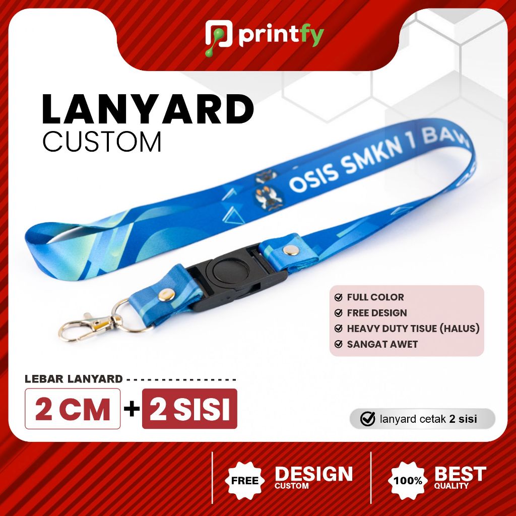 Printfy - Lanyard Custom - 2 sisi - 2 cm