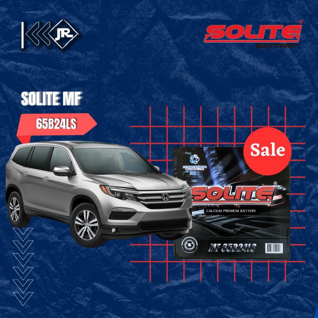 Solite MF 65B24LS (NS60LS) aki kering untuk mobil CRV, HRV, Civic, Accord, Yaris, innova bensin, Sie