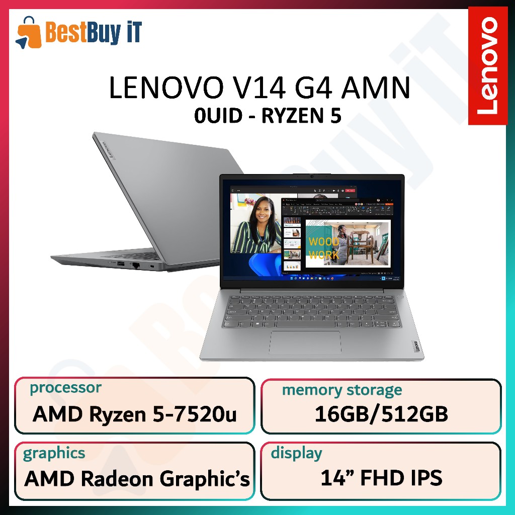 Lenovo V14 G4 AMN-0UID RYZEN 5-7520 16GB 512GB SSD 14" FHD WIN11
