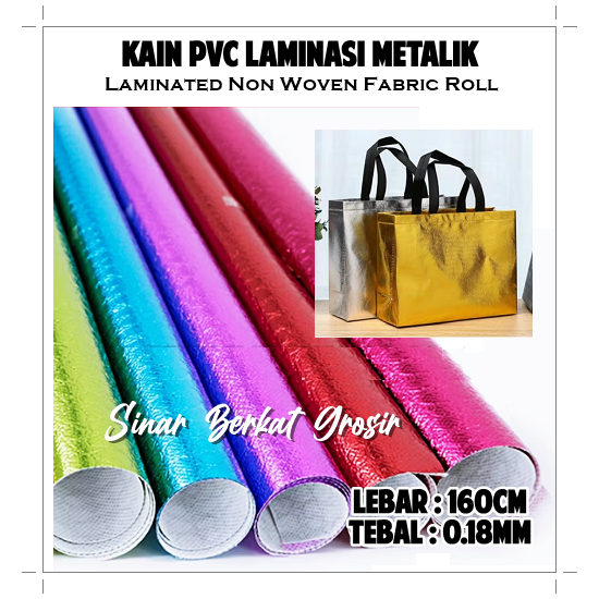 Kain Plastik PVC Reflective Silver Gold Aluminium / Plastik Metalik Bintik Silver Gold Tebal Pelapis