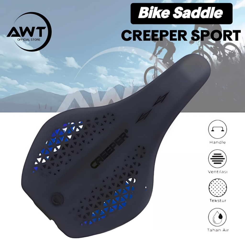 CREEPER Sadel Jok Sepeda Saddle MTB Road Bike Empuk Statis Elektrik Sport Lampu Belakang