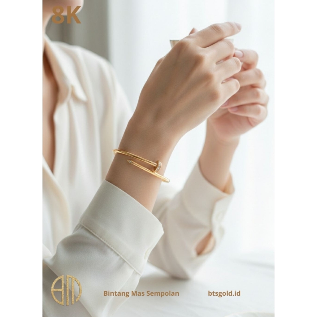 Gelang Emas Bangle Paku Permata | 6K