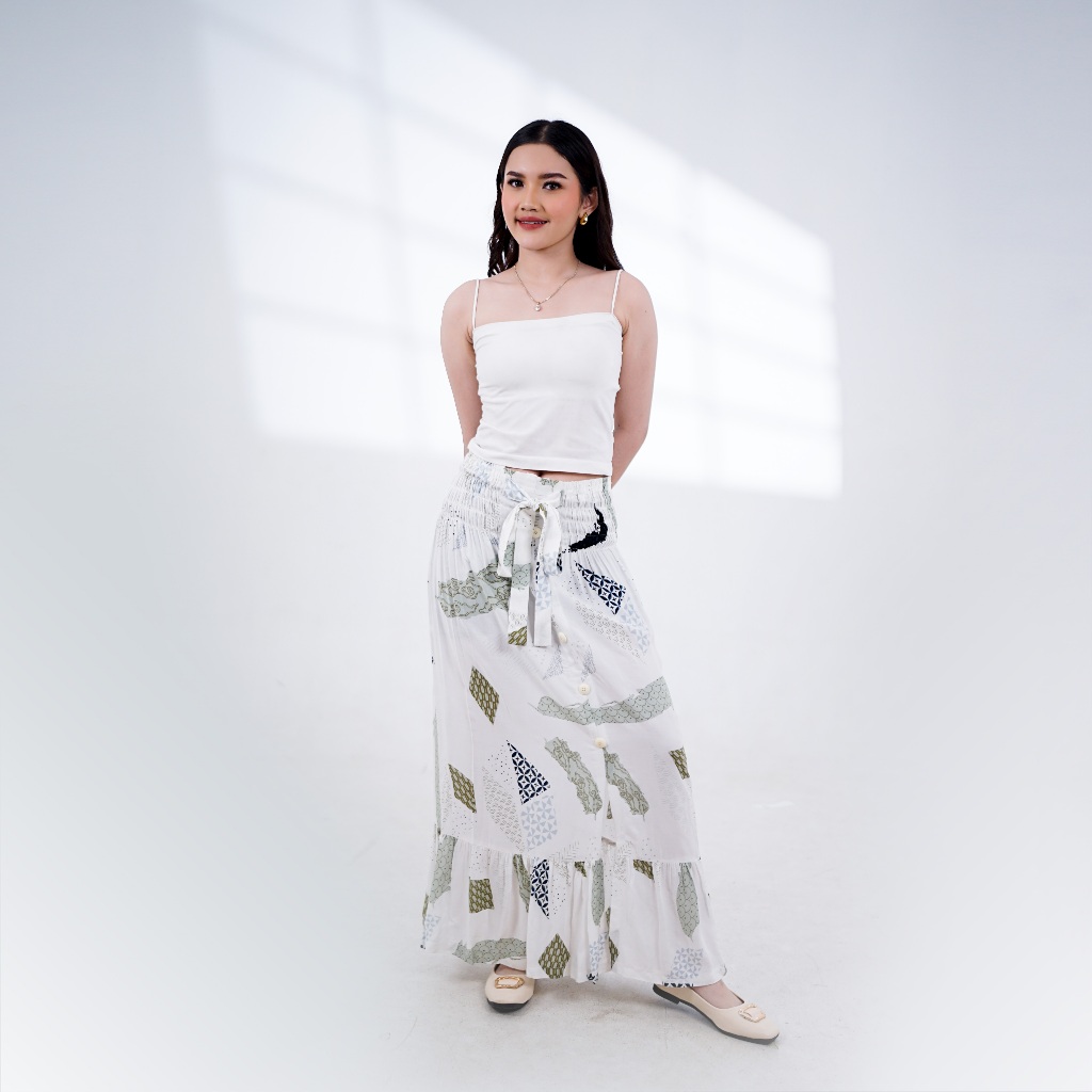 BATIK TRUSMI Bawahan Wanita Rok Batik Motif Batik Amour Hijau MJ