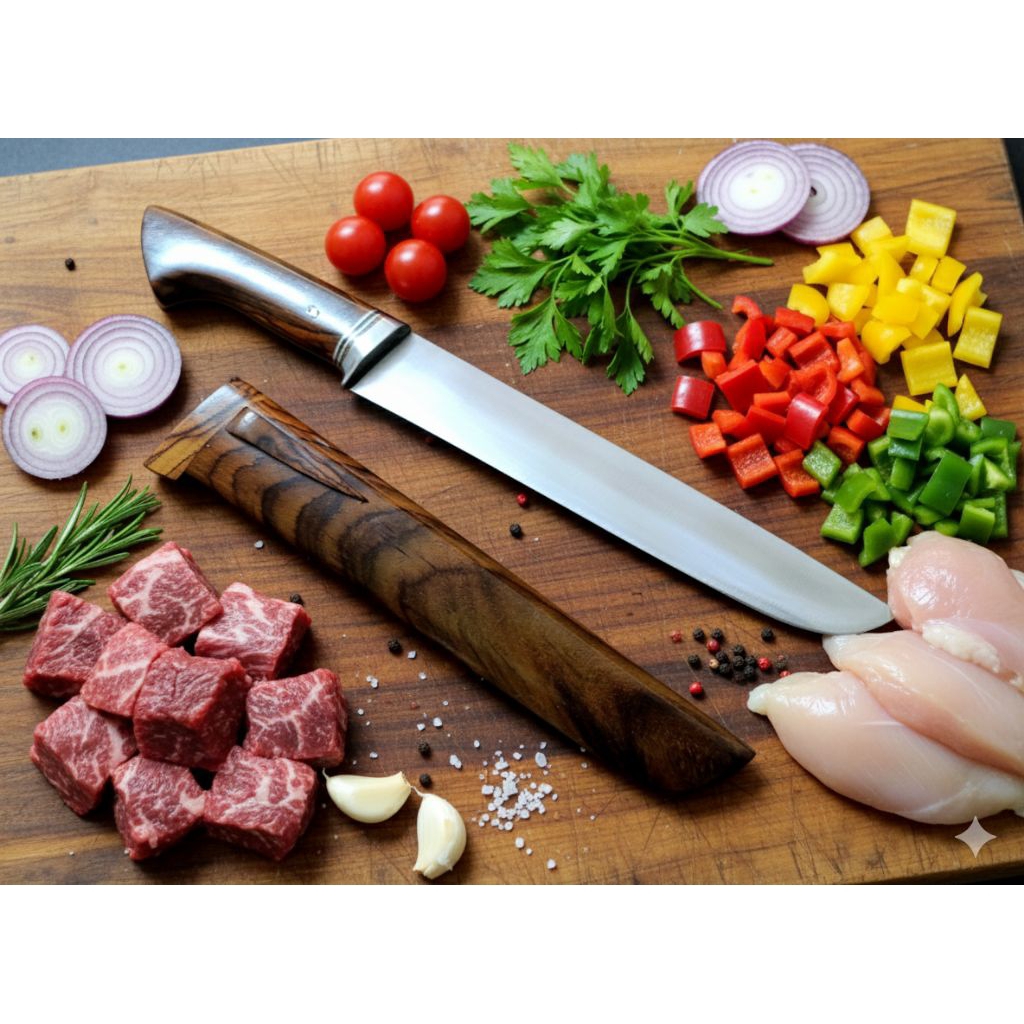 pisau sembelih Willys Asli 22cm pisau daging baja Jeep Willys kayu sonokeling