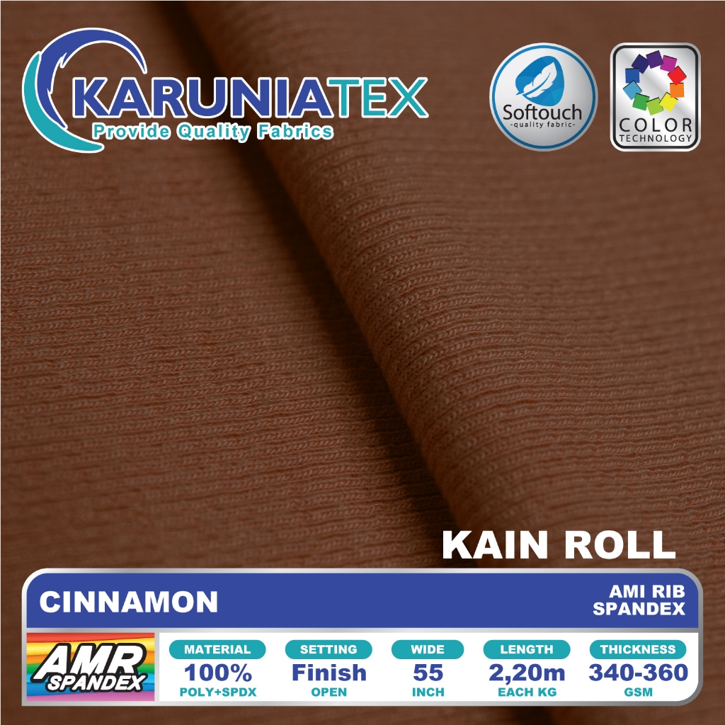 Kain Ami Rib Spandex | Cinnamon | Rib Knit Rollan | Karunia Textile