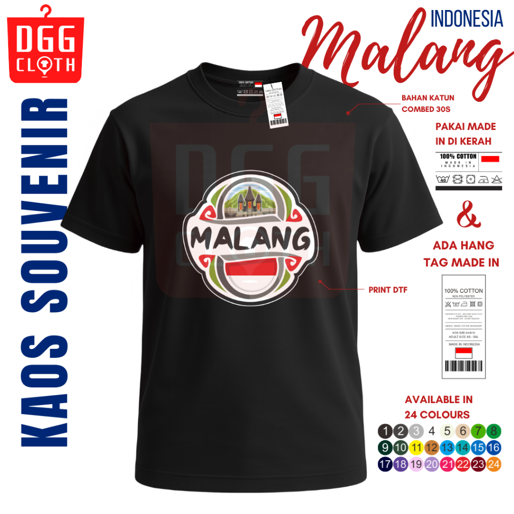 DGGClothing Kaos Oleh-Oleh Kota Malang Tshirt Baju Souvenir Indonesia Terbaru Dewasa Anak Banyak Var