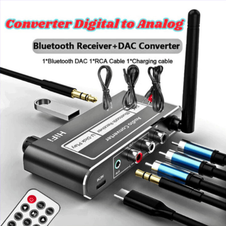 Dac Audio Bluetooth Receiver Hifi Converter Digital To Analog Musik Karaoke Receiver D20