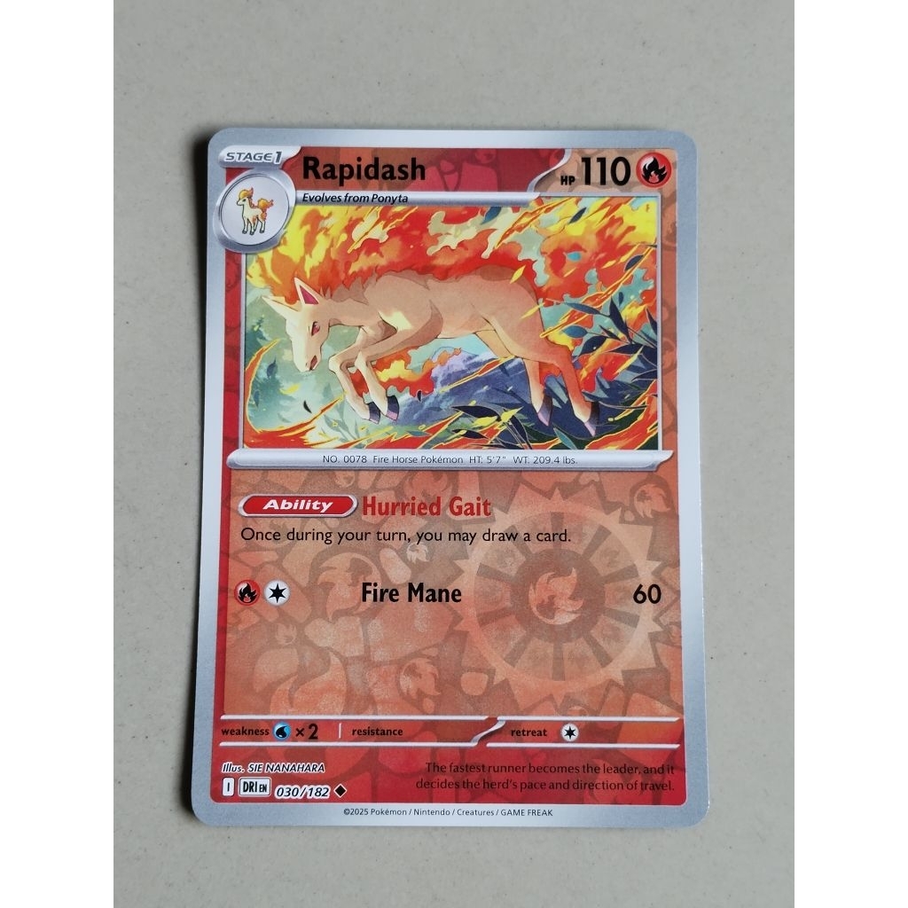 kartu pokemon original holo reverse rapidash dri 030/182