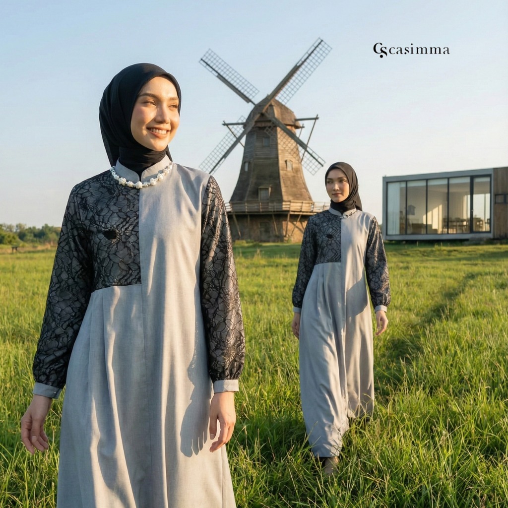 CASIMMA - Jihan Dress/Gamis - Renda Premium - Fashion Wanita - Fashion Muslimah