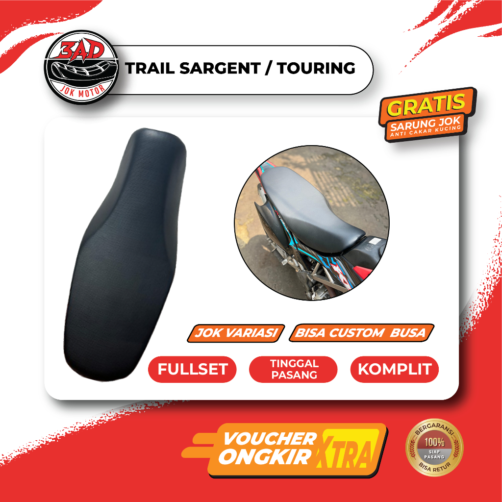 Jok Trail CRF / KLX S / KLX BF Model Sargent Jok Lebar Touring Supermoto Variasi Carbon Fullset Siap