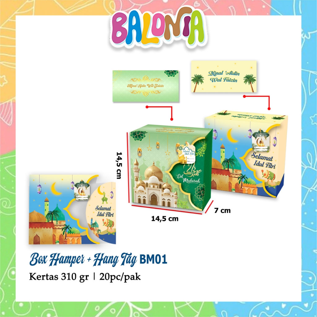 (1Pcs) Box Hampers BM01 + handtag, box cookies Uk 14,5x 7x1,45cm, dos kue lebaran,dos parcel, box pa