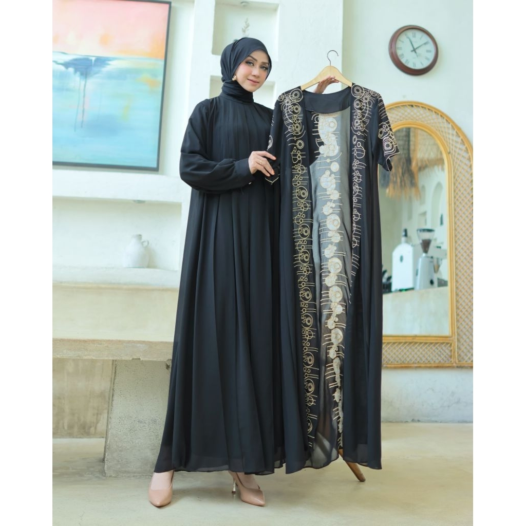 DINDA MUSLIMAH GAMIS ABAYA TURKEY AYUDIA MODEL OUTER LEPAS PASANG FULL BORDIR VIRAL MEWAH KEKINIAN