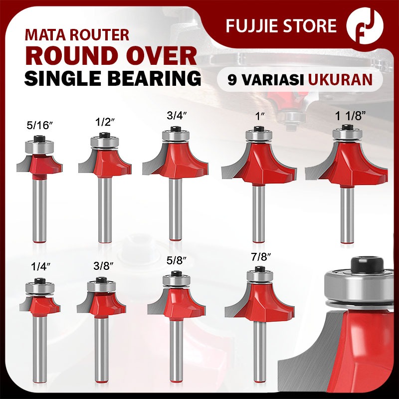 Mata Router Trimmer Radius Round Over Bit - Profil Edging Corner Bits Sudut Kayu Tepi Bulat Grade A
