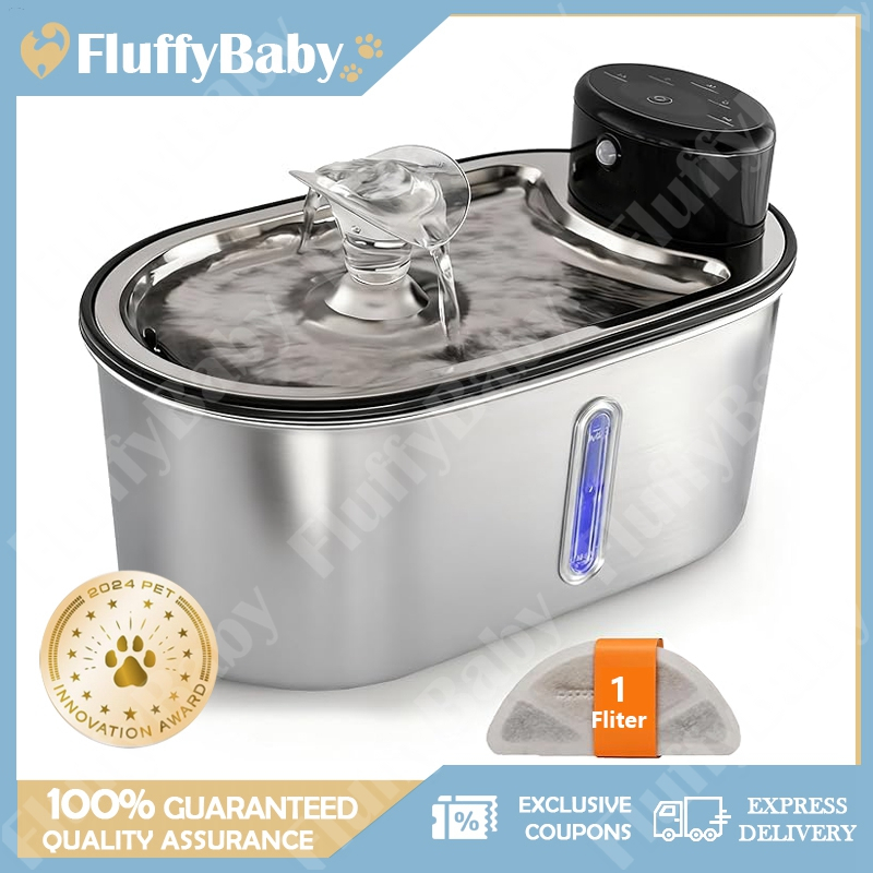 3.2L Wireless Water Fountain Kucing  Stainless Tempat Minum Kucing Otomatis Water Fountain Kucing Wa