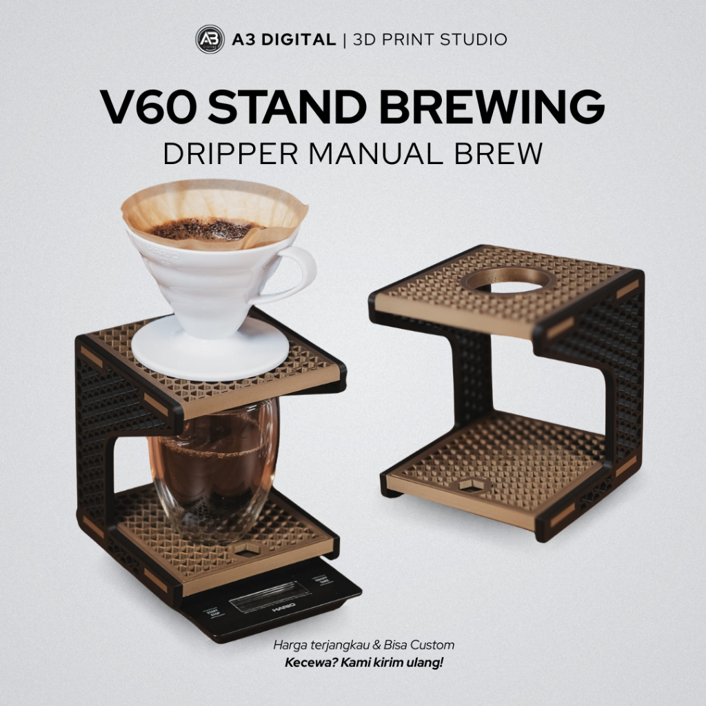 Pour Over Coffee Stand | Dudukan Dripper V60 Estetik | Stand Brewing Manual Brew 3D Print