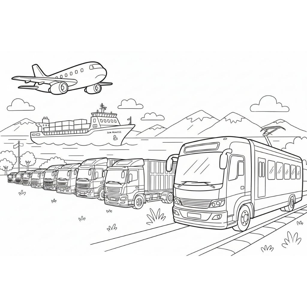 Buku Mewarnai Kereta Api Balikpapan | Sketsa Gambar Mewarnai Anak SD Kelas 5