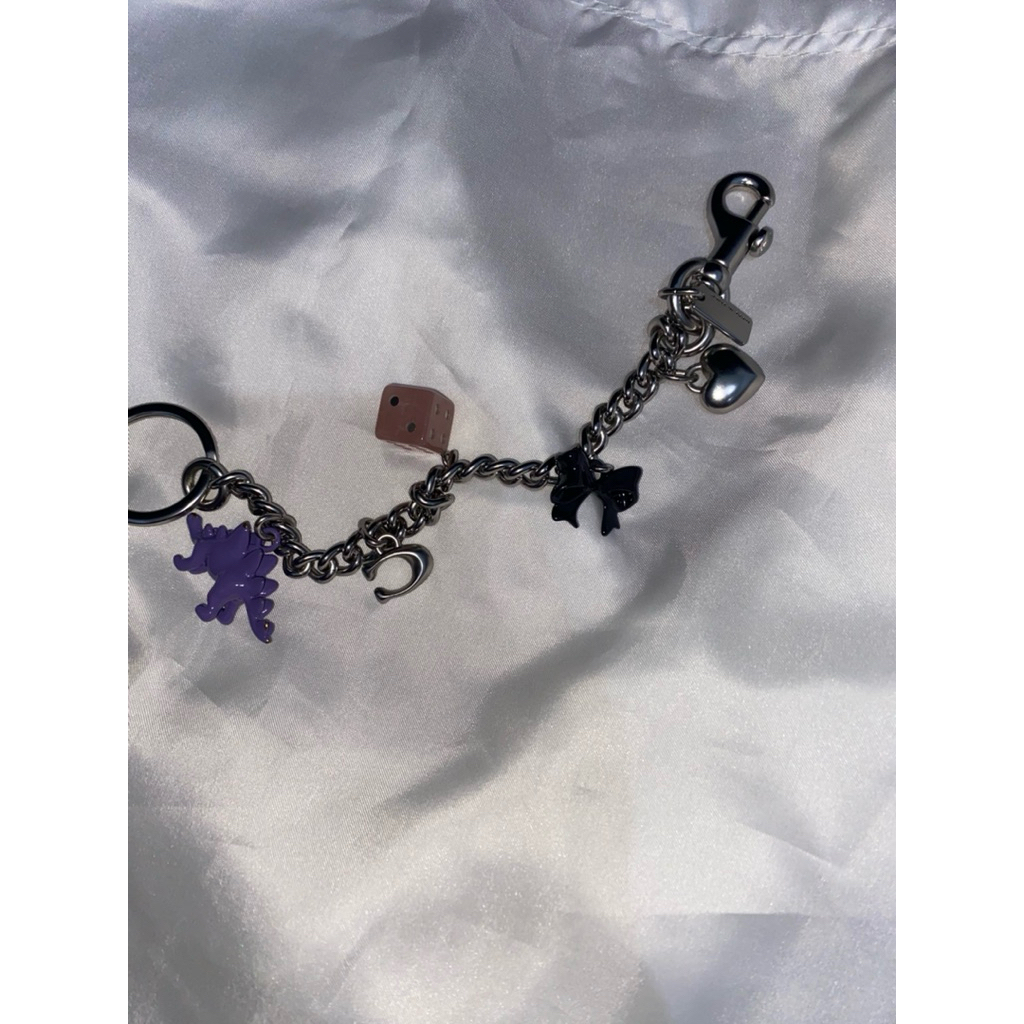 LIKE NEW Coach Motif Chain Bag Charm Silver